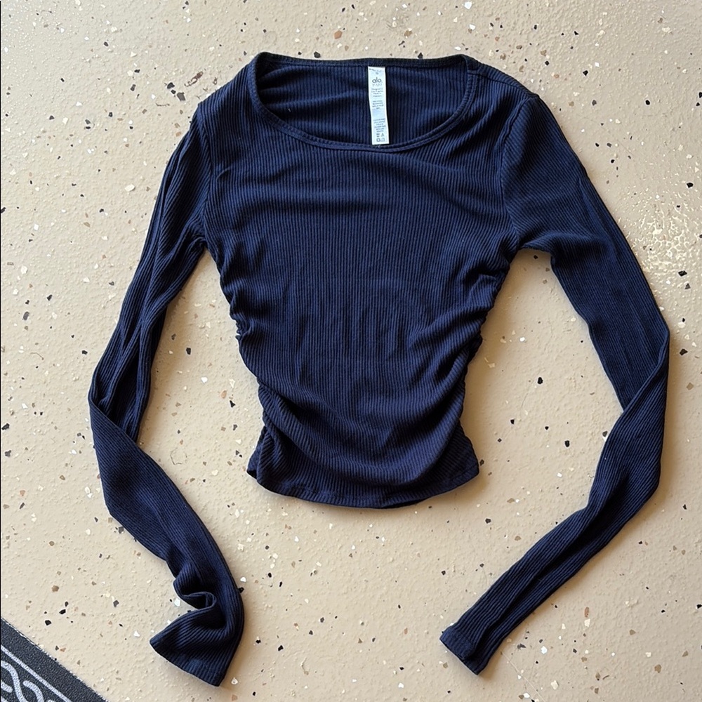 Alo Gather Navy Long Sleeve Top